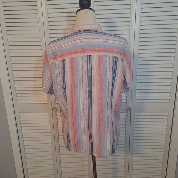 Alfred Dunner Striped Short Sleeve Top Blouse 14P *D4 - Picture 4 of 7